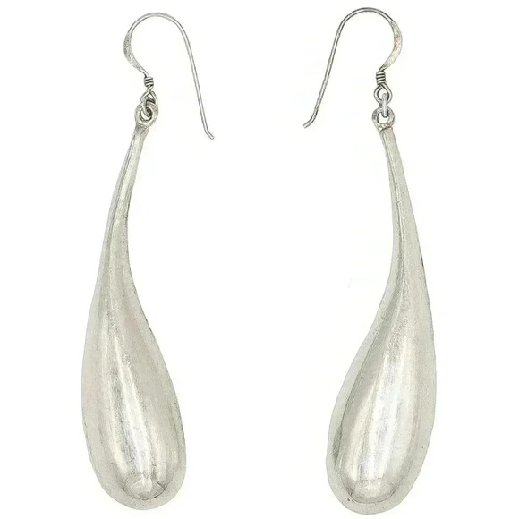 925 Sterling Silver Rain Drop Earrings Minimalist Formal Evening Summer Earrings - Picture 1 of 3